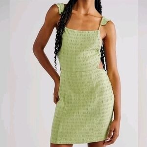 Free Peopl Beyond Chic Mini Dress Green Sleeveless Textured Summer Boho Beach